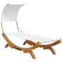 Tumbona con dosel madera maciza curvada crema 100x200x126 cm de vidaXL, Camas para exteriores - Ref: Foro24-313945, Precio: 1...