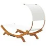 Tumbona con dosel madera maciza curvada crema 100x200x126 cm de vidaXL, Camas para exteriores - Ref: Foro24-313945, Precio: 1...