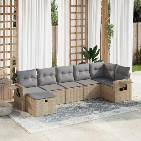 Set sofás de jardín 7 piezas y cojines ratán sintético beige de , Conjuntos de jardín - Ref: Foro24-3325505, Precio: 492,54 €...