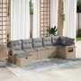 Set sofás de jardín 7 piezas y cojines ratán sintético beige de , Conjuntos de jardín - Ref: Foro24-3325505, Precio: 492,54 €...
