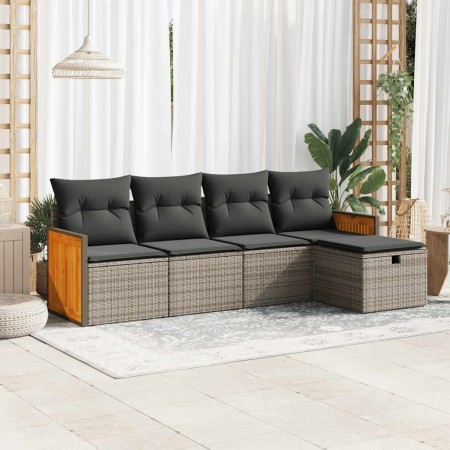 Juego de sofás jardín con cojines 5 pzas ratán sintético gris de , Conjuntos de jardín - Ref: Foro24-3326015, Precio: 318,13 ...