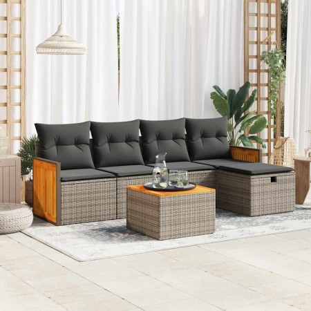 Set de muebles de jardín 6 pzas y cojines ratán sintético gris de , Conjuntos de jardín - Ref: Foro24-3326022, Precio: 351,84...