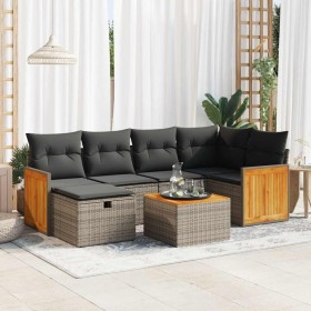 Set de sofás de jardín 7 pzas con cojines ratán sintético gris de , Conjuntos de jardín - Ref: Foro24-3326036, Precio: 447,60...