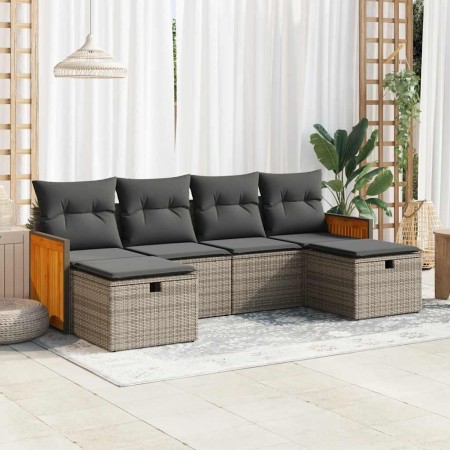Set de muebles de jardín 6 pzas y cojines ratán sintético gris de , Conjuntos de jardín - Ref: Foro24-3326057, Precio: 363,47...