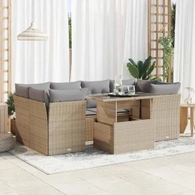 Garden set with 7 pieces of sofas and beige synthetic rattan cushions. by , Garden sets - Ref: Foro24-3326110, Price: 504,21 ...