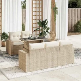 Gartensofa-Set mit 6-teiligen Kissen aus synthetischem Rattan in Beige. von , Gartensets - Ref: Foro24-3326249, Preis: 508,42...