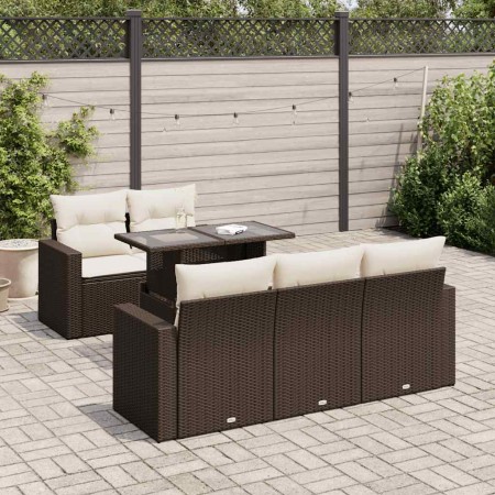 Set sofás de jardín 6 piezas y cojines ratán sintético marrón de , Conjuntos de jardín - Ref: Foro24-3326254, Precio: 508,65 ...