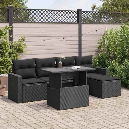 Set de sofás de jardín 6 piezas y cojines ratán sintético negro de , Conjuntos de jardín - Ref: Foro24-3326296, Precio: 440,0...