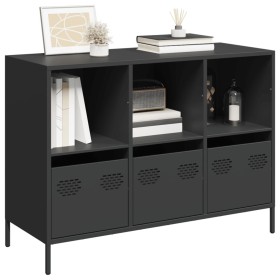 Aparador de acero laminado en frío negro 101,5x39x73,5 cm de , Aparadores - Ref: Foro24-851364, Precio: 161,87 €, Descuento: %