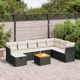 Set de sofás de jardín con cojines 9 pzas ratán sintético negro de , Conjuntos de jardín - Ref: Foro24-3325773, Precio: 506,5...