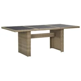 Mesa de comedor jardín vidrio y ratán PE marrón 200x100x74 cm de vidaXL, Mesas de jardín - Ref: Foro24-310141, Precio: 185,02...