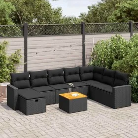 Set de sofás de jardín con cojines 9 pzas ratán sintético negro de , Conjuntos de jardín - Ref: Foro24-3325800, Precio: 548,9...