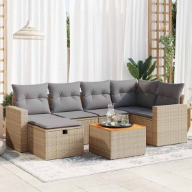 Set sofás de jardín 7 piezas y cojines ratán sintético beige de , Conjuntos de jardín - Ref: Foro24-3325790, Precio: 477,09 €...