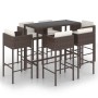 Set de bar de jardín 7 pzas con cojines ratán sintético marrón de vidaXL, Conjuntos de jardín - Ref: Foro24-3094795, Precio: ...