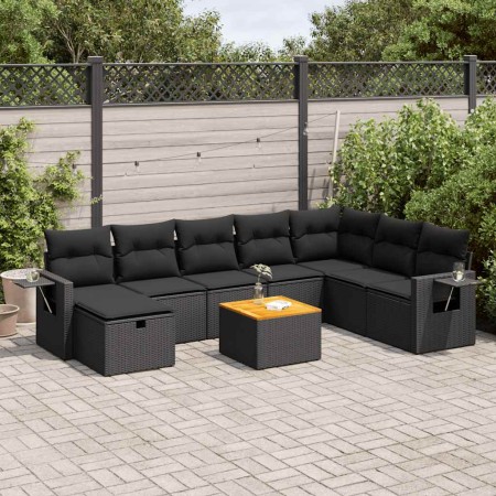 Set de sofás de jardín con cojines 9 pzas ratán sintético negro de , Conjuntos de jardín - Ref: Foro24-3325828, Precio: 571,7...