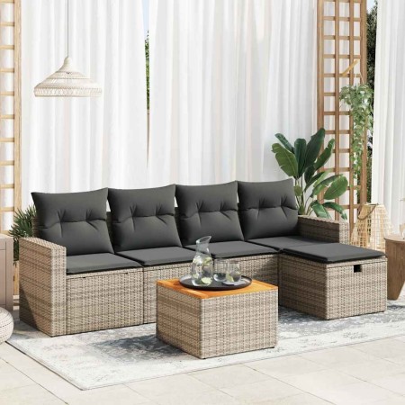 Set de muebles de jardín 6 pzas y cojines ratán sintético gris de , Conjuntos de jardín - Ref: Foro24-3325784, Precio: 357,06...