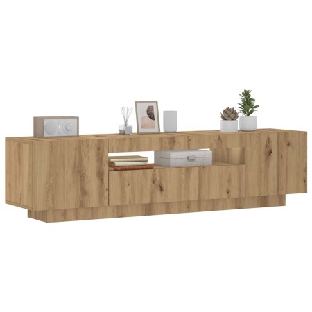 Mueble de TV luces LED madera roble artisan 160x35x40 cm de , Muebles TV - Ref: Foro24-856360, Precio: 119,05 €, Descuento: %