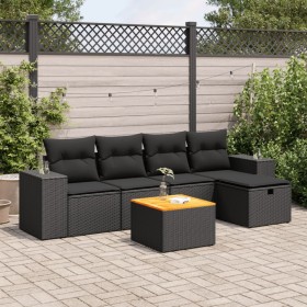 Set de sofás de jardín 6 piezas y cojines ratán sintético negro de , Conjuntos de jardín - Ref: Foro24-3325863, Precio: 391,1...