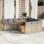Set sofás jardín y cojines 11 pzas ratán sintético acacia beige de , Conjuntos de jardín - Ref: Foro24-3327762, Precio: 794,1...