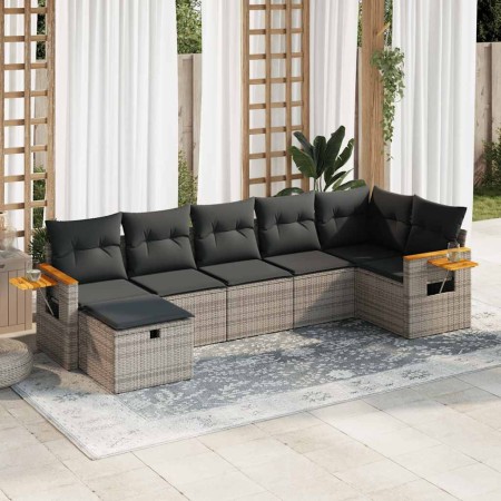 Set de sofás de jardín 7 pzas con cojines ratán sintético gris de , Conjuntos de jardín - Ref: Foro24-3325987, Precio: 461,22...
