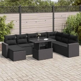 Set de sofás de jardín con cojines 9 pzas ratán sintético negro de , Conjuntos de jardín - Ref: Foro24-3326366, Precio: 607,6...