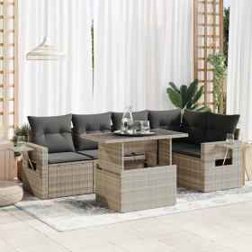 Set de sofás de jardín 6 pzas y cojines ratán sintético gris de , Conjuntos de jardín - Ref: Foro24-3326483, Precio: 457,08 €...