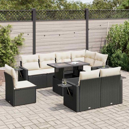 Set de sofás de jardín con cojines 9 pzas ratán sintético negro de , Conjuntos de jardín - Ref: Foro24-3326497, Precio: 634,4...