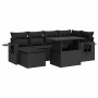 Set de sofás de jardín 7 pzas con cojines ratán sintético negro de , Conjuntos de jardín - Ref: Foro24-3326506, Precio: 528,6...