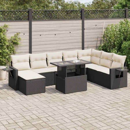 Set de sofás de jardín con cojines 9 pzas ratán sintético negro de , Conjuntos de jardín - Ref: Foro24-3326527, Precio: 574,9...