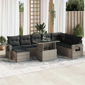 Set de sofás de jardín con cojines 9 pzas ratán sintético gris de , Conjuntos de jardín - Ref: Foro24-3326531, Precio: 590,88...