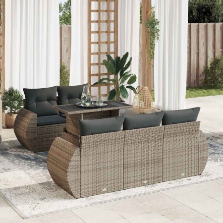 Set de muebles de jardín 6 pzas y cojines ratán sintético gris de , Conjuntos de jardín - Ref: Foro24-3326571, Precio: 485,95...