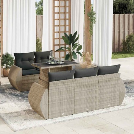 Set de sofás de jardín 6 pzas y cojines ratán sintético gris de , Conjuntos de jardín - Ref: Foro24-3326573, Precio: 509,29 €...
