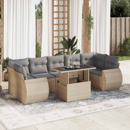 Set de sofás de jardín y cojines 8 piezas ratán sintético beige de , Conjuntos de jardín - Ref: Foro24-3326600, Precio: 582,8...