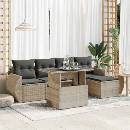 Set de sofás de jardín 6 pzas y cojines ratán sintético gris de , Conjuntos de jardín - Ref: Foro24-3326623, Precio: 443,22 €...