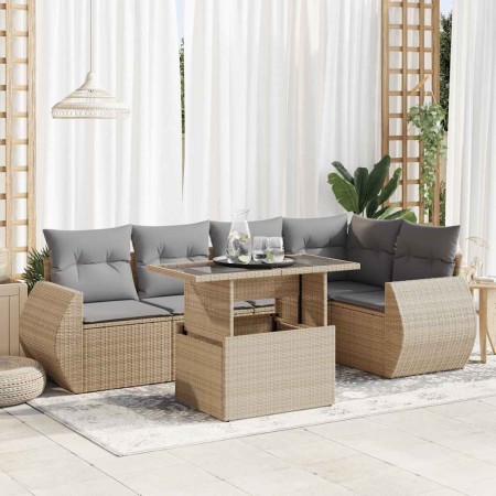 Juego de sofás jardín con cojines 6 pzas ratán sintético beige de , Conjuntos de jardín - Ref: Foro24-3326640, Precio: 478,75...