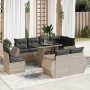 Set muebles jardín 9 pzas y cojines ratán sintético gris claro de , Conjuntos de jardín - Ref: Foro24-3326663, Precio: 786,22...