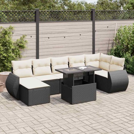 Set de sofás de jardín y cojines 8 piezas ratán sintético negro de , Conjuntos de jardín - Ref: Foro24-3326677, Precio: 532,4...