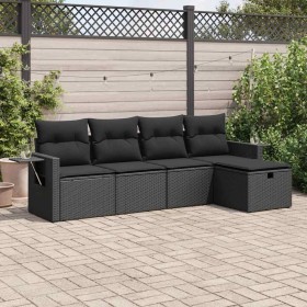 Set de muebles de jardín 5 pzas y cojines ratán sintético negro de , Conjuntos de jardín - Ref: Foro24-3325461, Precio: 356,1...