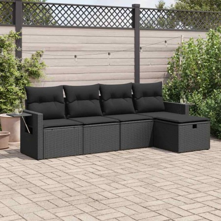 Set de muebles de jardín 5 pzas y cojines ratán sintético negro de , Conjuntos de jardín - Ref: Foro24-3325461, Precio: 356,1...
