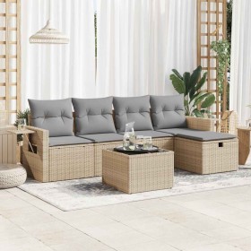Juego de sofás jardín con cojines 6 pzas ratán sintético beige de , Conjuntos de jardín - Ref: Foro24-3325475, Precio: 404,60...