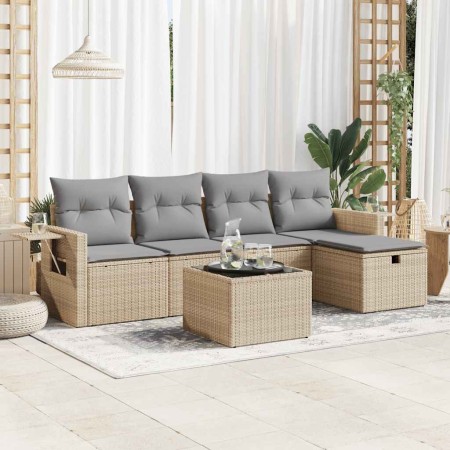 Juego de sofás jardín con cojines 6 pzas ratán sintético beige de , Conjuntos de jardín - Ref: Foro24-3325475, Precio: 404,60...