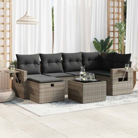 Set de sofás de jardín 7 pzas con cojines ratán sintético gris de , Conjuntos de jardín - Ref: Foro24-3325496, Precio: 470,56...