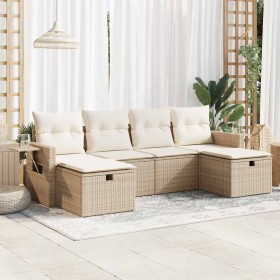 Juego de sofás jardín con cojines 6 pzas ratán sintético beige de , Conjuntos de jardín - Ref: Foro24-3325524, Precio: 461,98...