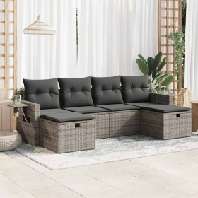 Set de muebles de jardín 6 pzas y cojines ratán sintético gris de , Conjuntos de jardín - Ref: Foro24-3325526, Precio: 374,10...