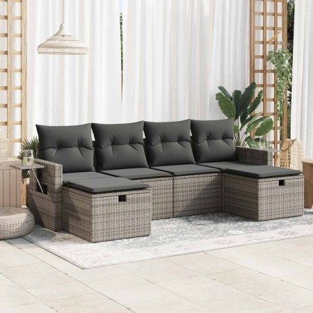 Set de muebles de jardín 6 pzas y cojines ratán sintético gris de , Conjuntos de jardín - Ref: Foro24-3325526, Precio: 374,10...