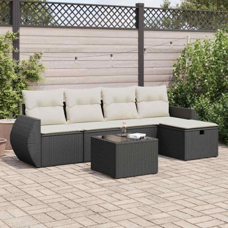 Set de sofás de jardín 6 piezas y cojines ratán sintético negro de , Conjuntos de jardín - Ref: Foro24-3325572, Precio: 367,0...