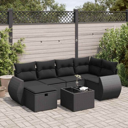 Set de sofás de jardín 7 pzas con cojines ratán sintético negro de , Conjuntos de jardín - Ref: Foro24-3325591, Precio: 475,9...