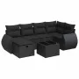 Set de sofás de jardín 7 pzas con cojines ratán sintético negro de , Conjuntos de jardín - Ref: Foro24-3325591, Precio: 453,3...