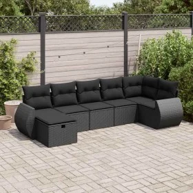 Set de sofás de jardín 7 pzas con cojines ratán sintético negro de , Conjuntos de jardín - Ref: Foro24-3325601, Precio: 440,2...