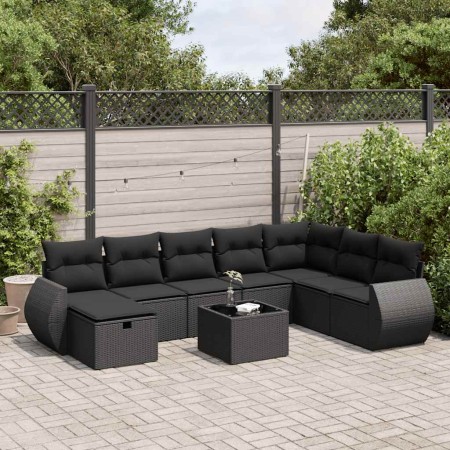 Set de sofás de jardín con cojines 9 pzas ratán sintético negro de , Conjuntos de jardín - Ref: Foro24-3325641, Precio: 567,2...
